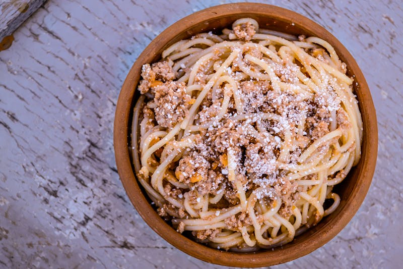 Classic spaghetti Bolognese with rich meat sauce