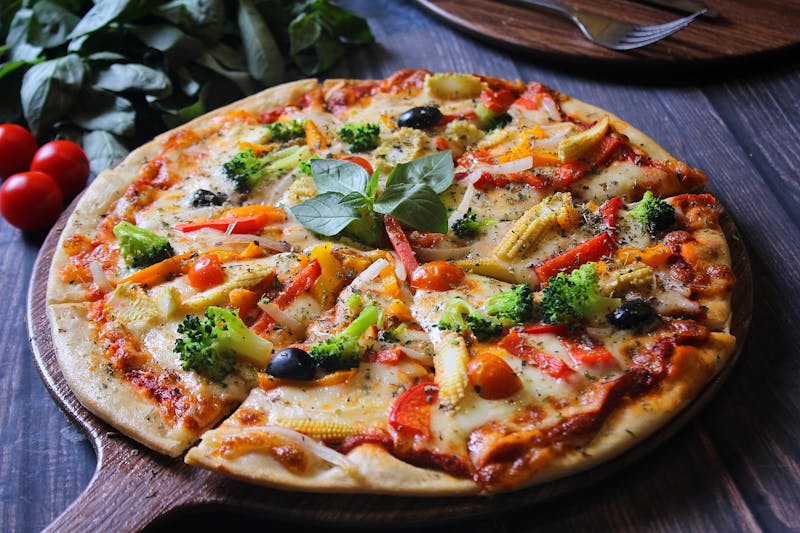 Garden Harvest vegetarian pizza with seasonal vegetables